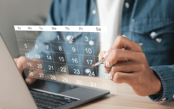 a person's schedule with checkmarks